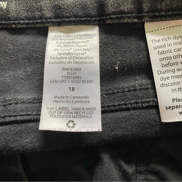 Time and Tru Women's plus size 18 Black Skinny Jeans Classic Fit - Picture 6 of 6